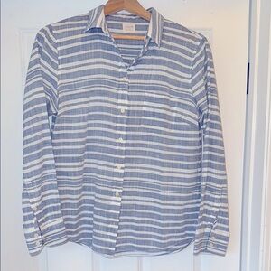 J. Crew Blue and White Striped Button Down Shirt
